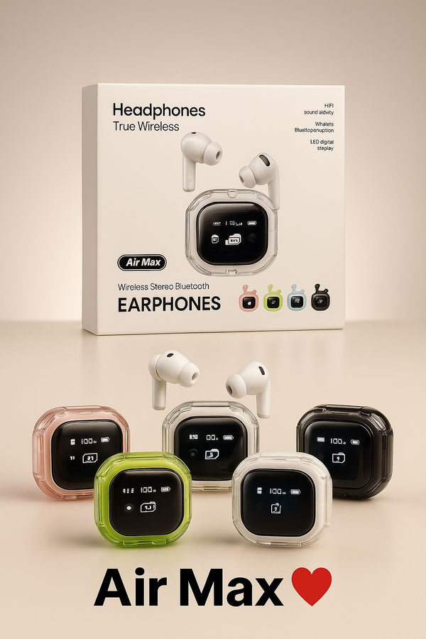 "LCD Display Earbuds – Air Max Bluetooth 5.1 TWS Air Buds for Android/iPhone"