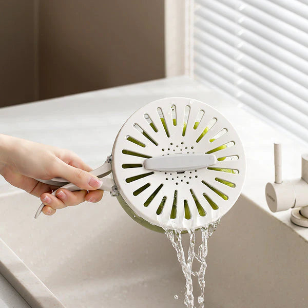 Multi-Purpose Folding Drain Basket with Lid – Fruit & Veggie Washing Bowl